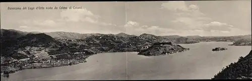 Klapp Ak Piemonte Italien, Panorama del Lago d'Orta visto da Colma di Cesara