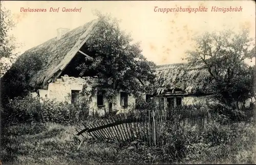 Ak Königsbrück in der Oberlausitz, Truppenübungsplatz, Verlassenes Dorf Quosdorf