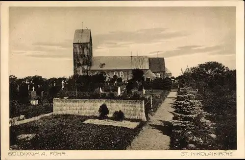Ak Boldixum Wyk auf Föhr Nordfriesland, St. Nikolaikirche
