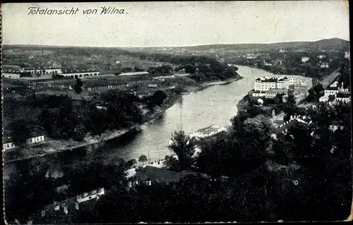Ak Vilnius Wilno Wilna Litauen, Gesamtansicht der Stadt, Fluss