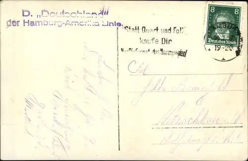 Foto Ak Dampfschiff Deutschland, Innenansicht, HAPAG