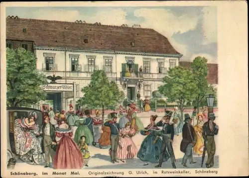 Künstler Ak Ulrich, G., Berlin Schöneberg, Ratsweinkeller, Schwarzer Adler