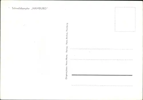 Ak Schnelldampfer Hamburg, HAPAG, Dampfschiff