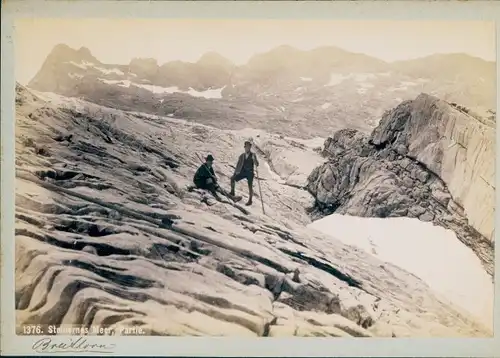 Kabinett Foto Salzburg, Steinernes Meer, Wanderer im Gebirge, 1895
