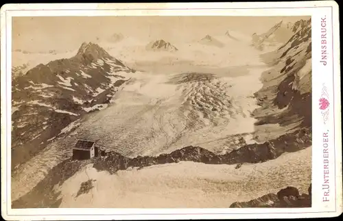 Kabinett Foto Tirol, Ramol Haus gegen den Ötztaler Ferner, 1899