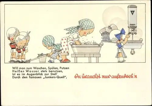 Ak Reklame, Junkers Quell, Du brauchst nur aufzudrehen