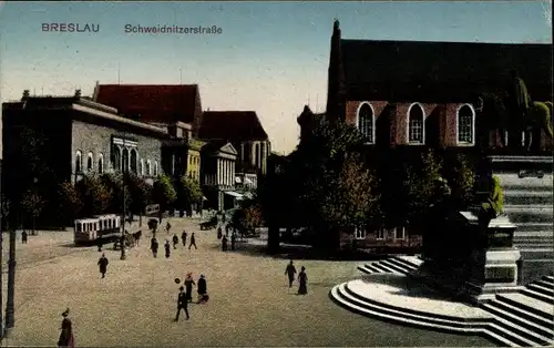 Ak Wrocław Breslau Schlesien, Schweidnitzer Straße