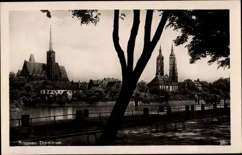 Ak Wrocław Breslau Schlesien, Dominsel