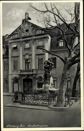 Ak Altenburg in Thüringen, Partie am Skatbrunnen, Gebäude