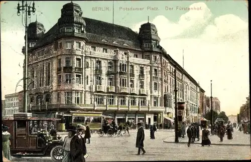 Ak Berlin Tiergarten, Potsdamer Platz, Der Fürstenhof, Straßenszene