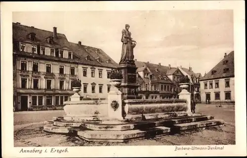 Ak Annaberg Buchholz Erzgebirge, Barbara Uttmann Denkmal