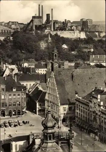 Ak Zwickau in Sachsen, Teilansicht, Rathaus, Gewandhaus, Industrieanlagen
