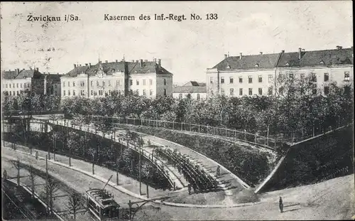 Ak Zwickau in Sachsen, Kasernen des Inf.-Regt. No. 133