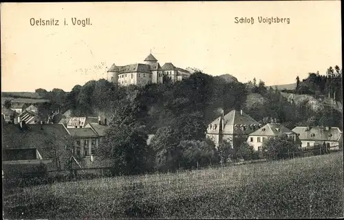 Ak Oelsnitz Vogtland, Teilansicht mit Schloss Voigtsberg
