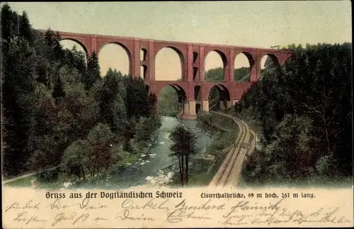 Ak Jocketa Pöhl im Vogtland, Elstertalbrücke