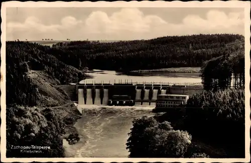 Ak Kriebstein Mittelsachsen, Zschopau Talsperre, Sperrmauer