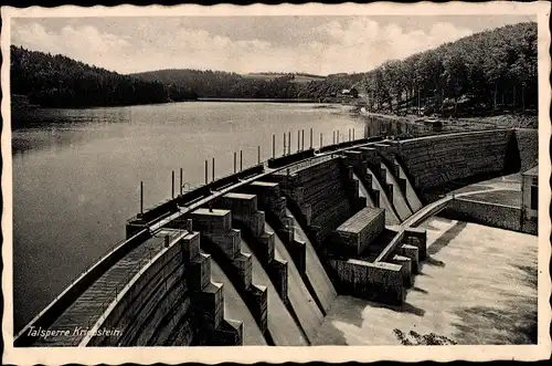 Ak Kriebstein in Mittelsachsen, Zschopau Talsperre, Sperrmauer