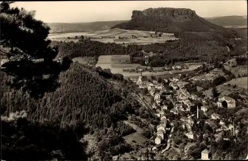 Ak Königstein an der Elbe Sächsische Schweiz, Blick vom Quirl auf den Ort mit Lilienstein