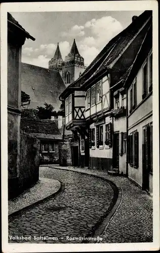 Ak Salzelmen Schönebeck an der Elbe, Rosmarinstraße, Fachwerkhaus