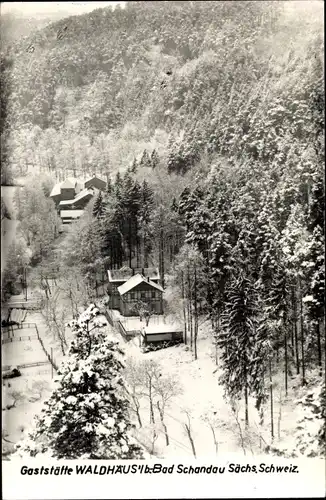 Ak Bad Schandau an der Elbe, Gaststätte Waldhäus'l, Winter
