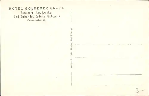 Ak Bad Schandau an der Elbe, Hotel goldener Engel, Bes. Max Lemke, Innenansicht