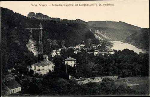 Ak Postelwitz Bad Schandau Sächsische Schweiz, Schrammsteine, Gr. Winterberg, Fahrstuhl