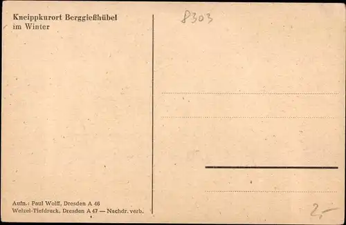 Ak Berggießhübel in Sachsen, Winteransicht