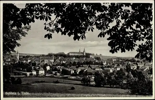 Ak Schleiz im Vogtland Thüringen, Blick aus der Ferne auf den Ort