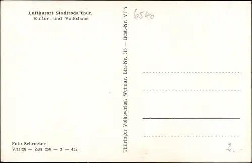 Ak Stadtroda in Thüringen, Kultur- und Volkshaus