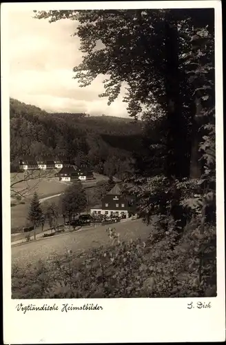 Ak Erlbach im Vogtland, Landesgemeindetal, Gasthaus Wettintal und Zollhäuser