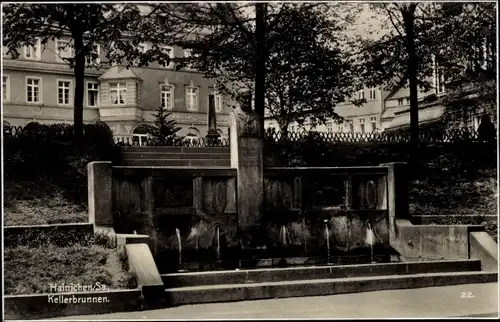 Ak Hainichen in Sachsen, Blick auf den Kellerbrunnen, Büste