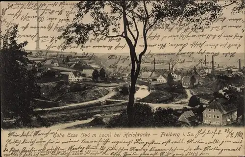 Ak Halsbrücke in Sachsen, Hohe Esse, Blick auf Ortschaft und Umgebung