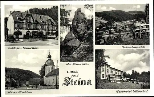 Ak Steina Bad Sachsa im Südharz, Hotel zum Römerstein, Berghotel Stöberhai, Gesamtansicht