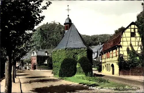 Ak Rhöndorf Bad Honnef am Rhein, Alte Kapelle mit Drachenfels