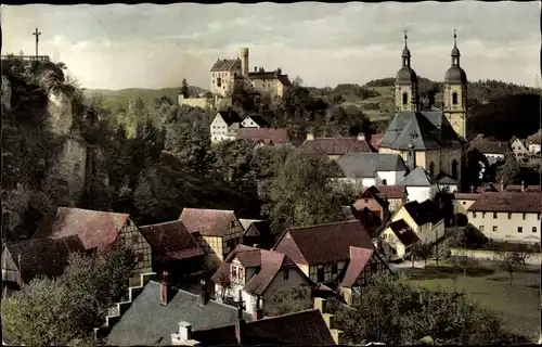 Ak Gößweinstein in Oberfranken, Ortsansicht mit Kirche, Schloss