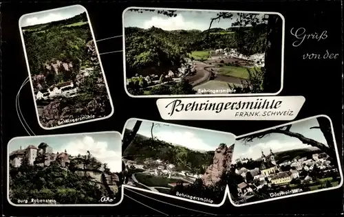 Ak Behringersmühle Gößweinstein in Oberfranken, Ortsansicht, Burg, Robenstein, Gössweinstein