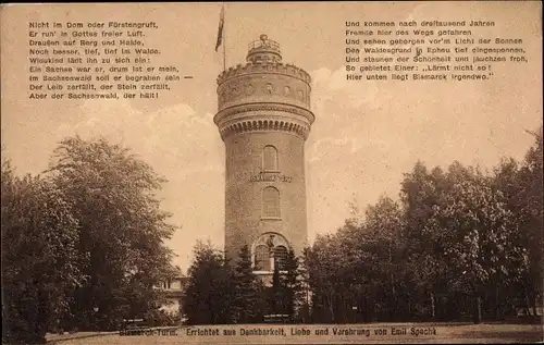 Ak Sachsenwald Hofriede Aumühle im Herzogtum Lauenburg, Bismarck-Turm