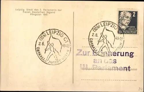 Ak Leipzig in Sachsen, Kongresshalle, Stadt des 3. Parlaments der FDJ Pfingsten 1949