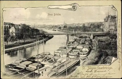 Passepartout Ak St. Johann Saarbrücken im Saarland, Neue Brücke