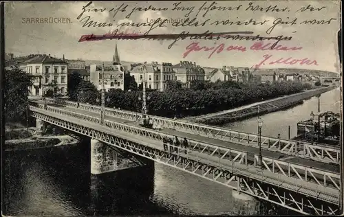 Ak Saarbrücken im Saarland, Louisenbrücke