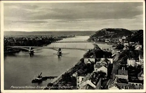 Ak Ehrenbreitstein Koblenz am Rhein, Panorama Koblenz-Ehrenbreitstein-Pfaffendorf