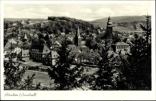 Ak Attendorn Sauerland, Teilansicht der Stadt mit Kirche