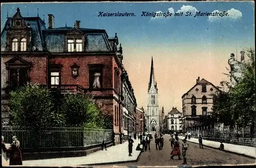 Ak Kaiserslautern in der Pfalz, Königstraße mit St. Marienstraße