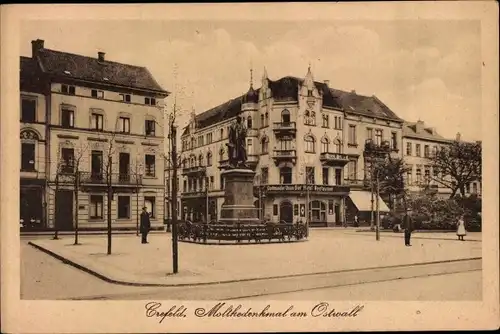 Ak Krefeld am Niederrhein, Moltkedenkmal am Ostwall