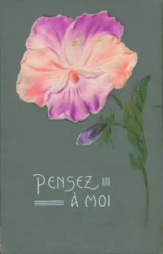 Stoff Ak Pensez a moi, Blühende Blume, Kitsch