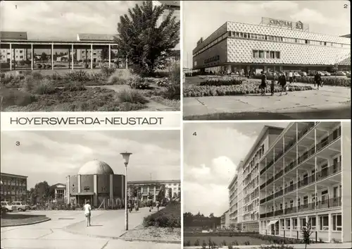 Ak Neustadt Hoyerswerda in der Oberlausitz, Centrum Warenhaus, Planetarium, POS, Kreiskrankenhaus