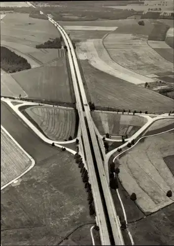 Ak Thiendorf in Sachsen, Fliegeraufnahme Autobahnkreuz