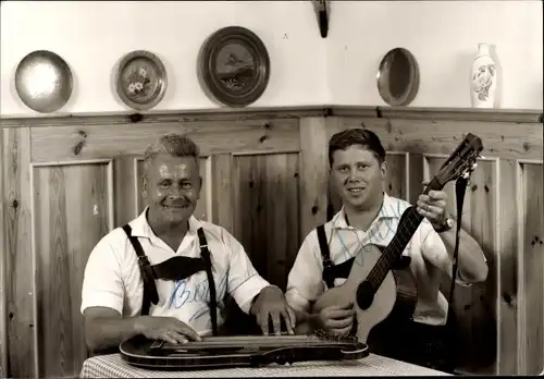 Foto Ak zwei Musiker, Gitarre, Zither