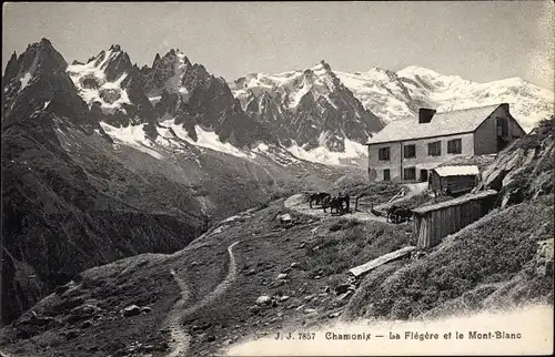 Ak Chamonix Kanton Waadt, La Flégère et le Mont Blanc