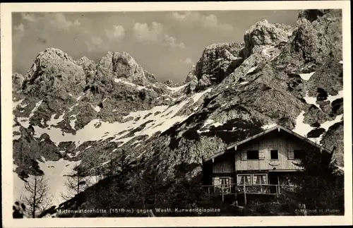 Ak Mittenwalderhütte am Karwendel, Viererspitze, Gerber Kreuz, Mittlere Karwendelspitze